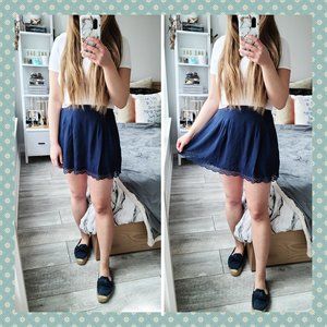 Navy Laser Cut‎ Miniskirt